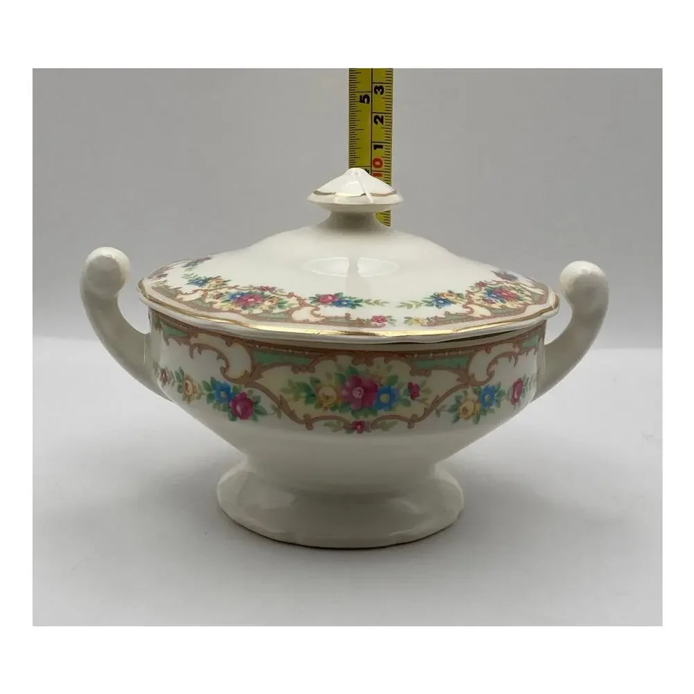 Vintage 1920's-1930's Mildred Pattern Mount Clemens Gold Rim Sugar bowl with Lid